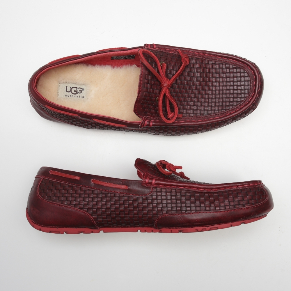 UGG Chester Woven Matador Red Leather Slippers